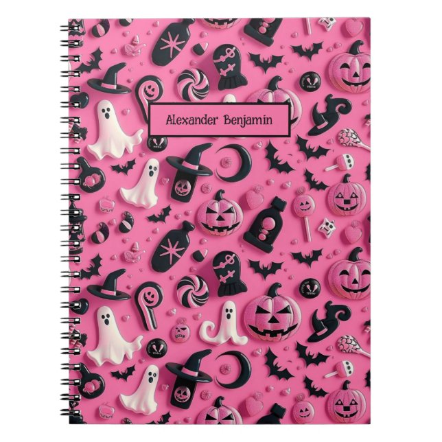Carnet Halloween Citrouille du crâne fantôme (Devant)