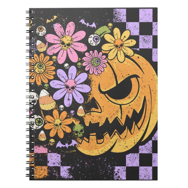Carnet Halloween Citrouille Floral Automne (Devant)
