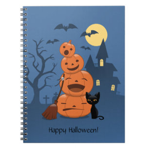 Carnet Halloween Citrouilles et chat noir