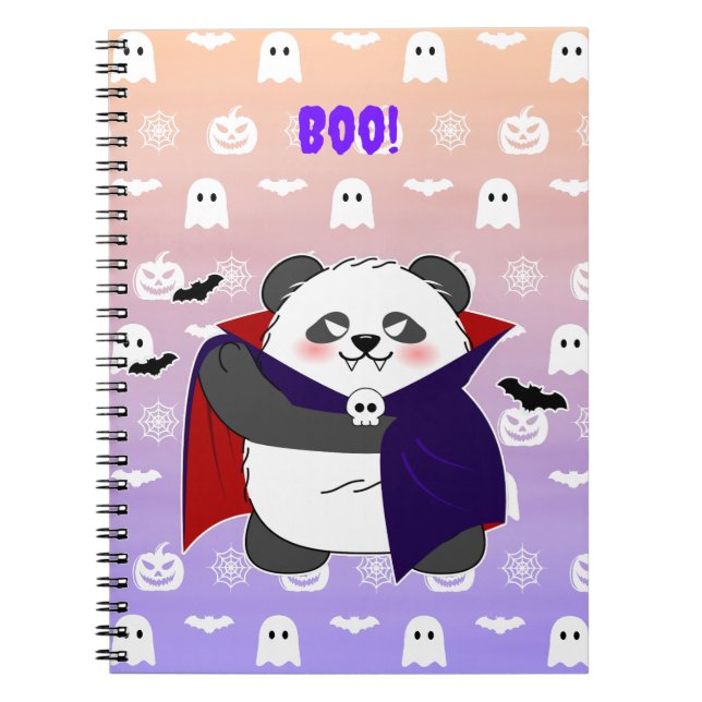 Carnet Halloween Cute Baby Panda Dracula Vampire (Devant)