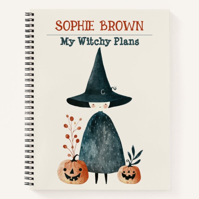 Carnet Halloween éffrayant Cute sorcière et Citrouille (Devant)