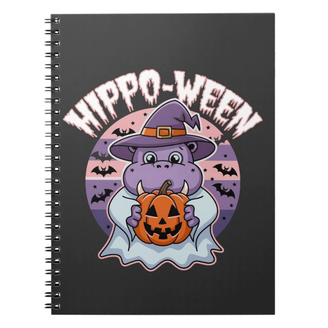 Carnet Halloween Éffrayant Halloween Moo Deng Hippo fantô (Devant)