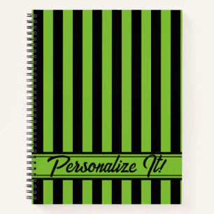 Carnet Halloween en bande verticale noire verte