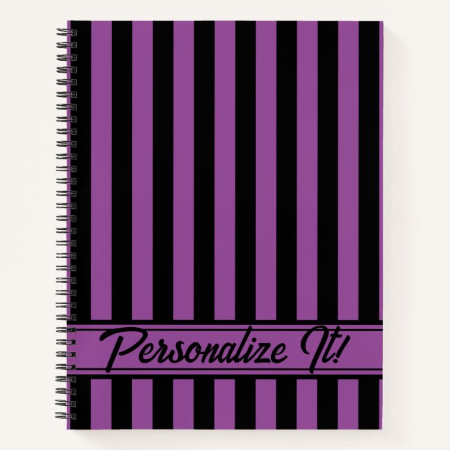 Carnet Halloween en bande verticale violette noire (Devant)