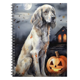 Carnet Halloween English Setter With Pumpkins Scary