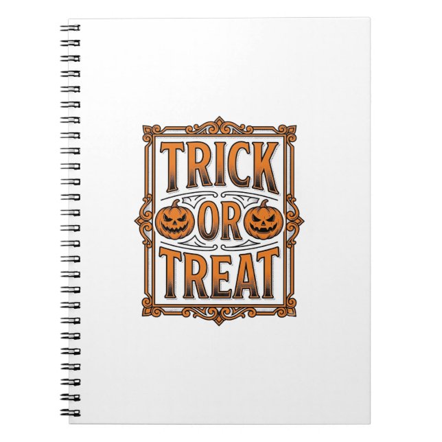 Carnet Halloween Farce Friandise Citrouilles Crânes Gravu (Devant)
