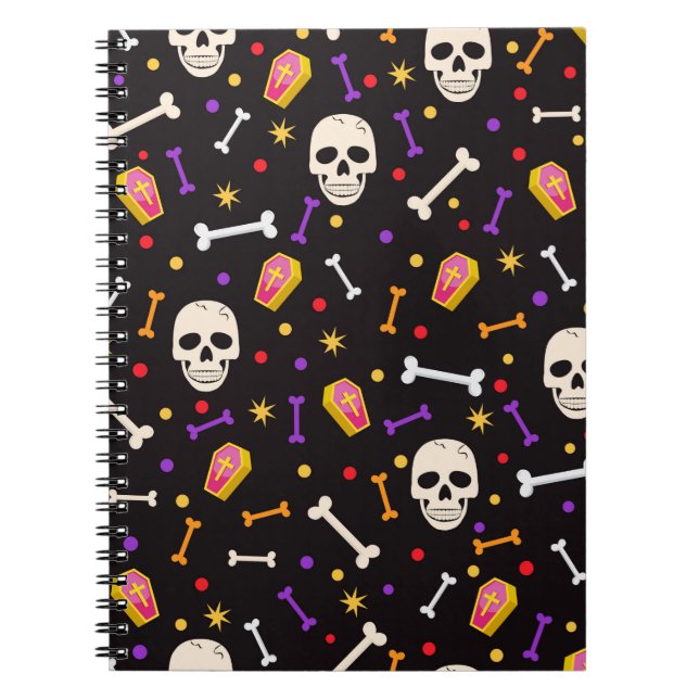 Carnet Halloween Horreur Crâne Éffrayant Coffin Violet d' (Devant)