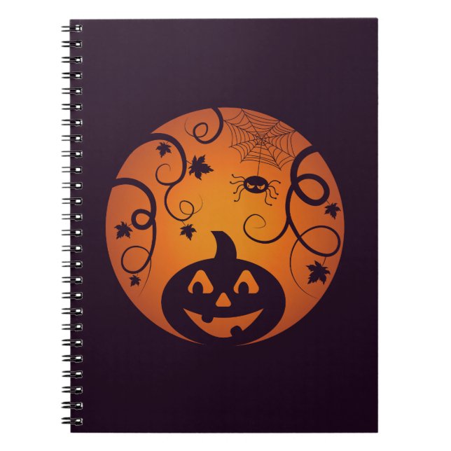 Carnet Halloween Jack-o'-lantern citrouille visage et ara (Devant)