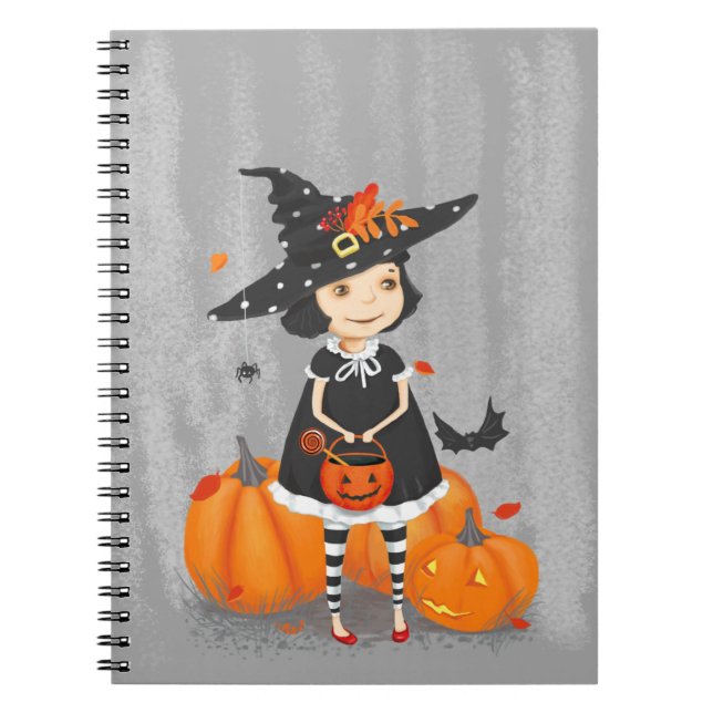 Carnet Halloween jolie petite sorcière (Devant)