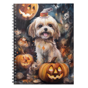 Carnet Halloween Lhassa Apso Avec Peur Citrouille
