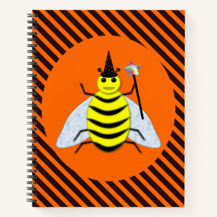 Carnet Halloween Magic Bee Witch Orange et Black Stripes