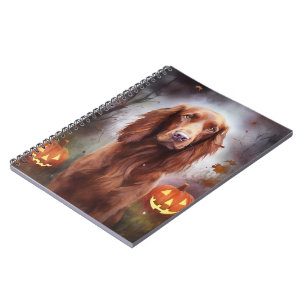 Carnet Halloween Rouge irlandais Setter avec la peur Citr