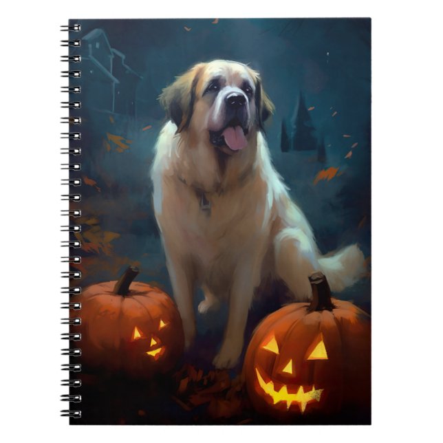 Carnet Halloween Saint Bernard avec la peur Citrouille (Devant)