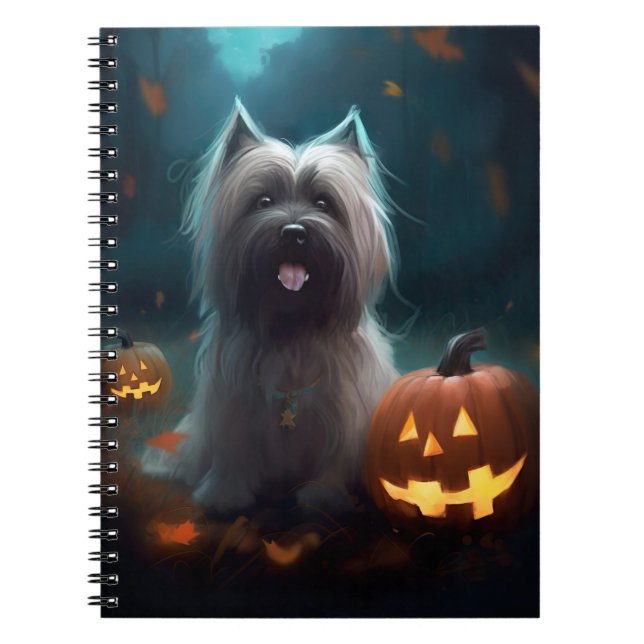 Carnet Halloween Skye Terrier Avec La Peur Citrouille (Devant)