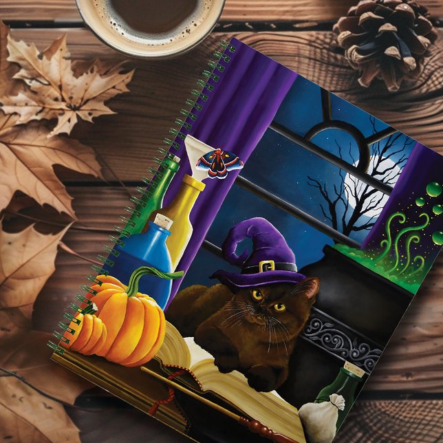 Carnet Halloween sorcière chat violet magie (Créateur téléchargé)