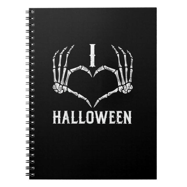 Carnet Halloween Squelette Mains Coeur mignonne Femmes Fi (Devant)