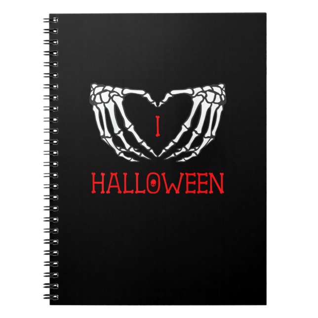 Carnet Halloween Squelette Mains Formant Coeur Gothique (Devant)