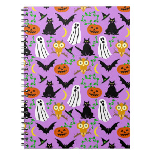 Carnet Halloween thème collage toss Motif violet