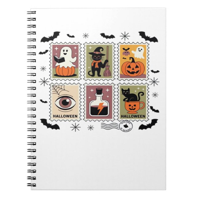 Carnet Halloween vintage Chat Postage Collection de timbr (Devant)