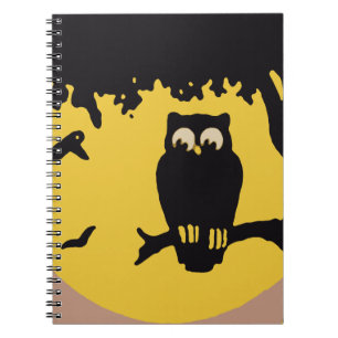 Carnet Halloween vintage, Hibou effrayant dans l'arbre av
