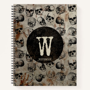 Carnet Halloween Vintage Skuls déprimé Monogramme
