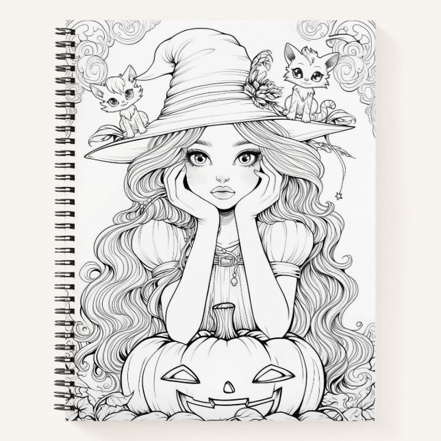 Carnet Halloween Whimsy : Chats Citrouilles sur Casquette (Devant)