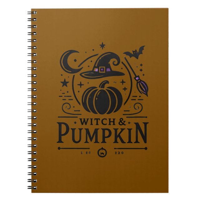 Carnet Halloween Witch Casquette et Citrouille Design Mag (Devant)
