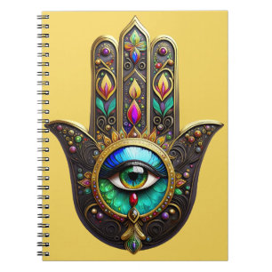 Carnet Hamsa Brun Coloré Troisième Oeil Arc-en-ciel