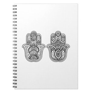 Carnet Hamsa tiré par la main avec des ornements