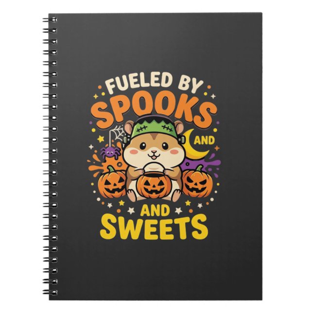 Carnet Hamster d'Halloween alimenté par les fantômes et l (Devant)