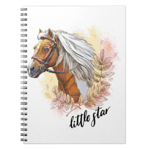 Carnet Hand drawing horse with plants