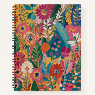 Carnet Hand-painted Floral Spiral Colorful Notebook