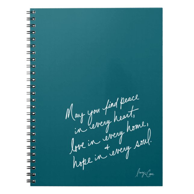 Carnet Hand-Scripted Peace Love & Hope Spiritual (Devant)