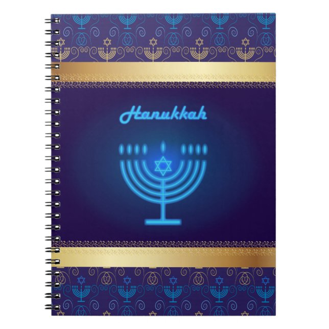 Carnet Hanoukka Festival Menorah ornement bleu décoratif (Devant)