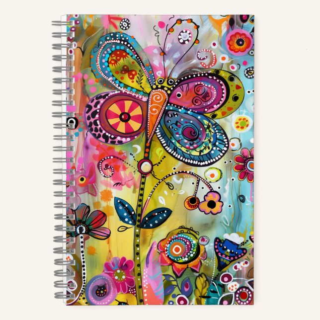 Carnet *~* Happy AN1  Floral Fantasy Whimsical  Butterfly (Recto)