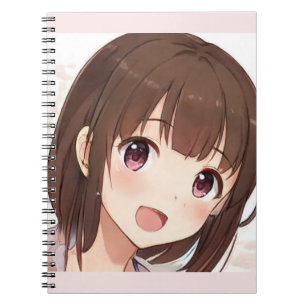 Carnet Happy anime fille mignonne manga cheveux brun yeux