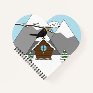 Carnet Happy Blackbird chanter dans le paysage hivernal