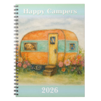 Carnet Happy Campers 2025 Spiral Notebook — Retro Caravan