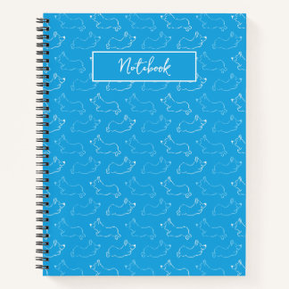 Carnet Happy Corgi Hand-Drawn Doodle Teal Custom