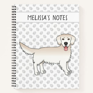 Carnet Happy Cream Golden Retriever avec pattes et texte
