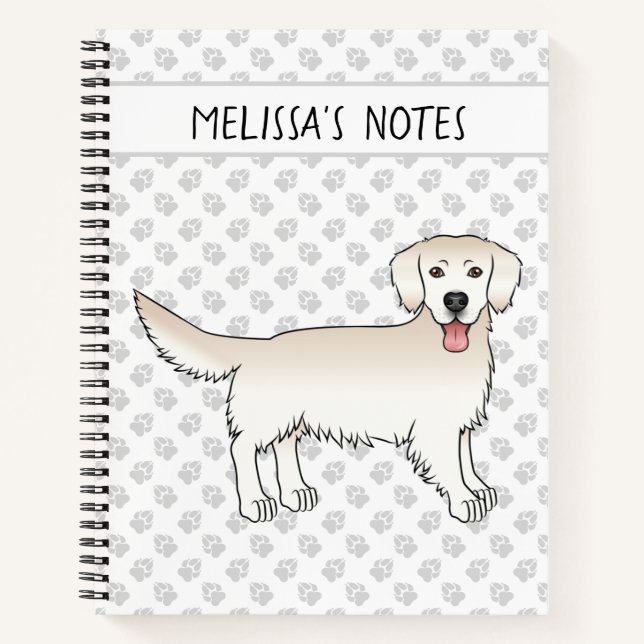 Carnet Happy Cream Golden Retriever avec pattes et texte (Devant)