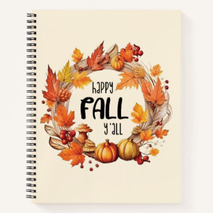 Carnet Happy Fall Y'all - Citrouille & Autumn Leaves Wrea