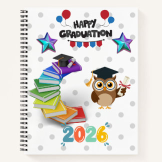 Carnet Happy Graduation 2026 - Cute Owl & Books 