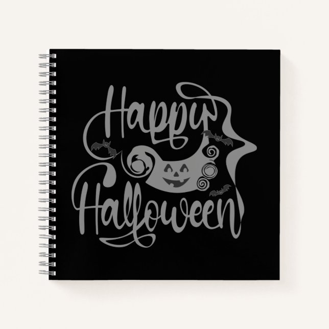 Carnet Happy Halloween chauves-souris Jack-o'-lantern (Devant)
