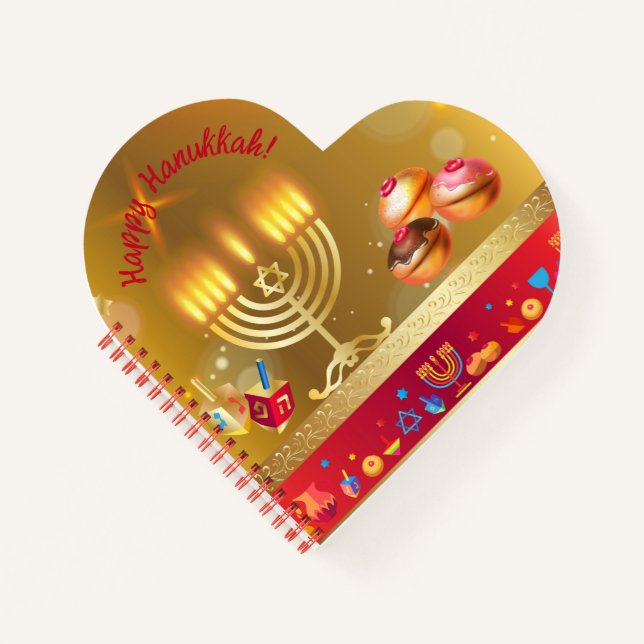 Carnet Happy Hanoukka Lights Juif Holiday Gold Hébreu (Devant)