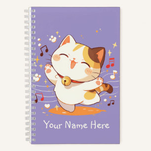 Carnet Happy Kawaii Calico Cat Dancing to Music