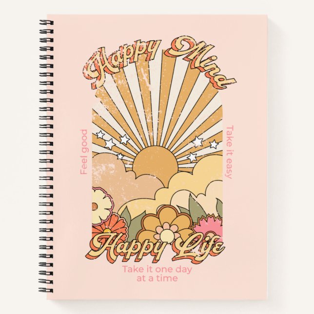 Carnet Happy Mind Happy Life Hippy Vibes Super (Devant)