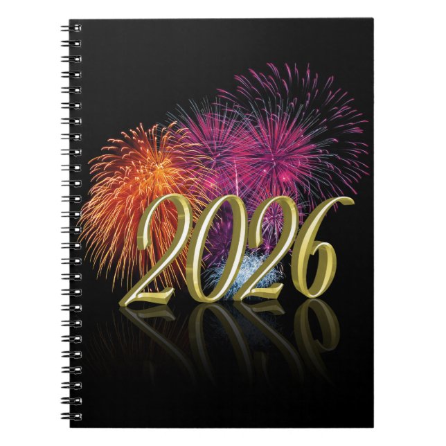 Carnet Happy New Year 2026 Fireworks Gold (Devant)
