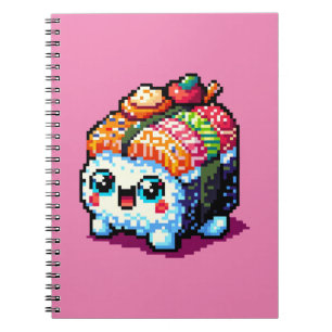 Carnet Happy Sushi Roll - Cute Pixel Art Japonais Nourrit