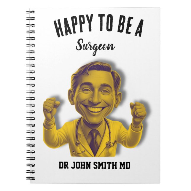 Carnet happy to be a surgeon doctor MD yellow (Devant)